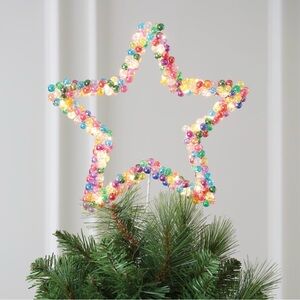 New 10" Multicolor Beaded Star Lighted Christmas Tree Topper Xmas Holiday
Stand